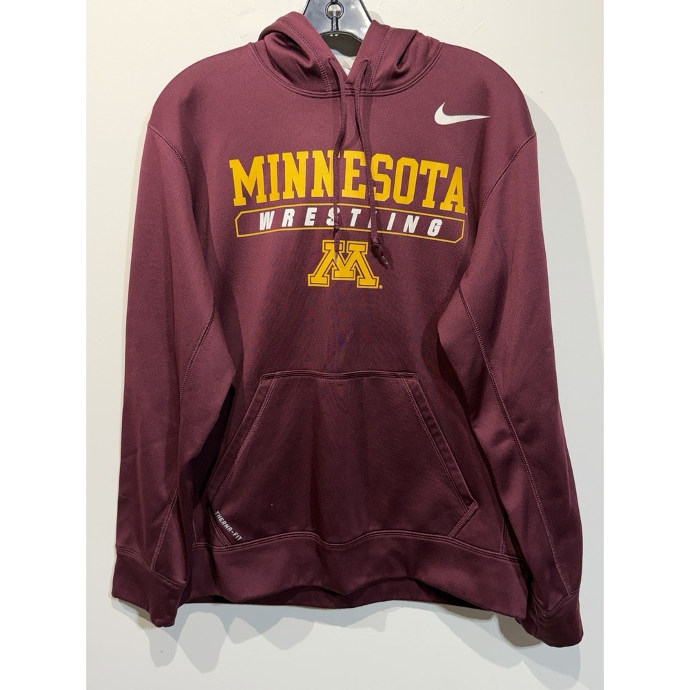 Minnesota Gophers Wrestling Logo Hoodie Size M Sweatshirt Nike Therma Fit Maroon
